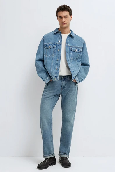 M0110001-A2096 MAVİ RYAN DUSTY LT BLUE DENİM CEKET ürün görseli 1