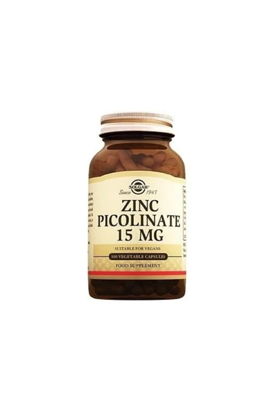 Solgar Zinc Picolinate 15 Mg 100 Kapsül ürün görseli 1