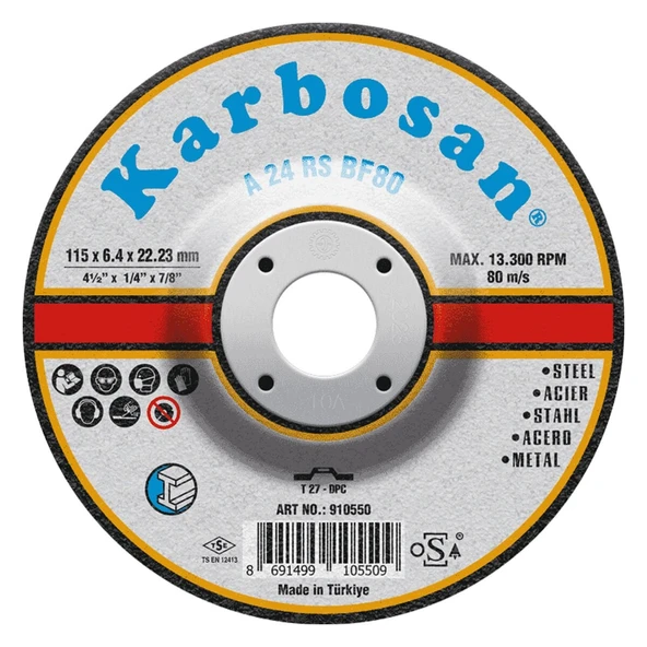 Karbosan A 24 RS BF80 Metal Kesme Taşı 115x6.4x22.23mm ürün görseli 1