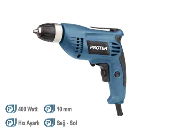 Proter  PR 450 RL Darbesiz Matkap 10mm 400 W ürün görseli 1