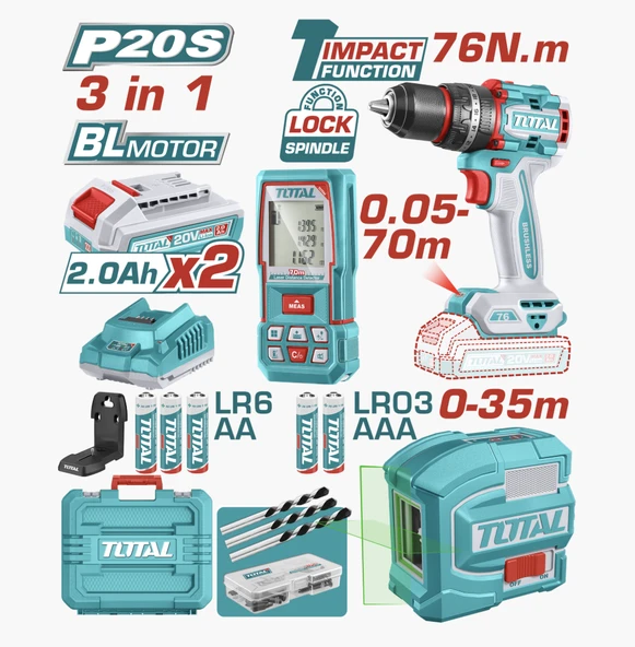 Total Avantaj Set - Matkap, Lazer Metre Lazer Hizalama ürün görseli 1