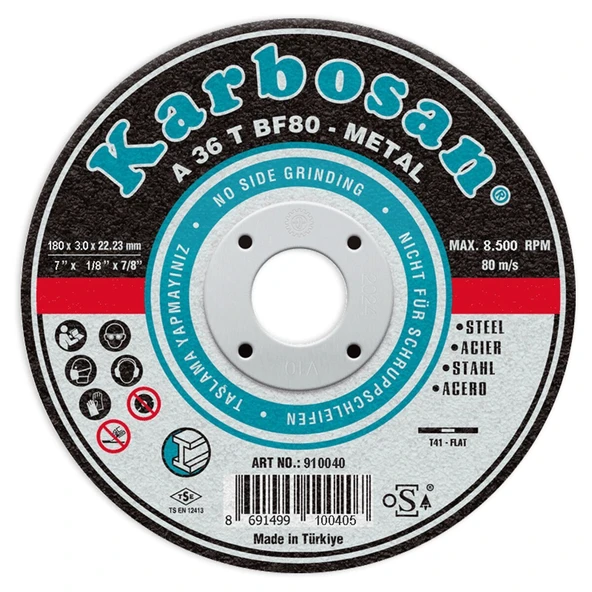 Karbosan 910040 A 36 T BF80 Metal Kesme Diski 180x3.0x22.23mm ürün görseli 1