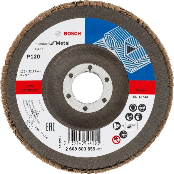 Bosch - 125 mm 120 Kum Standard Seri AlOX Flap Disk ürün görseli 1