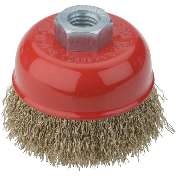 Partner PT02029 Çanak Fırça Sarı Dalgalı Telli M14 Vidalı 75mm ürün görseli 1