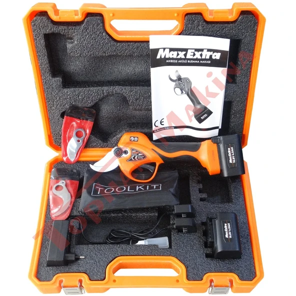 Max-Extra MX8035 Şarjlı Budama Makası Çift Akülü 32mm 16.8V 4.0Ah ürün görseli 1