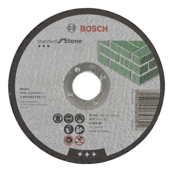 Bosch - 125*3,0 mm Standard Seri Düz Taş Kesme Diski (Taş) ürün görseli 1
