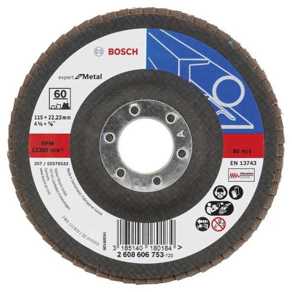 Bosch - 115 mm 60 Kum Expert Serisi Metal Flap Disk ürün görseli 1
