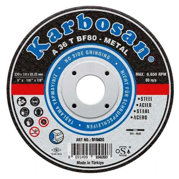 Karbosan 910050 A 36 T BF80 Metal Kesme Diski 230x3.0x22.23mm ürün görseli 1