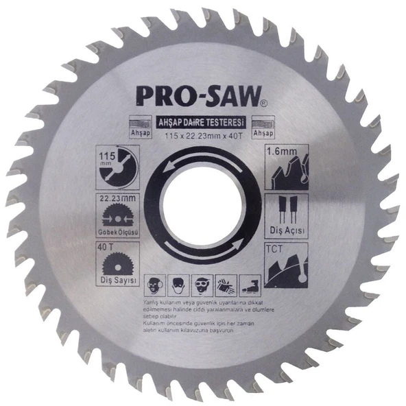 ProSaw PS51202 Ahşap Daire Testere Bıçağı 115x22.23mm 40Diş ürün görseli 1