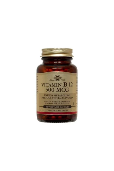 Solgar Vitamin B12 500 Mcg 50 Vegetable Kapsül ürün görseli 1
