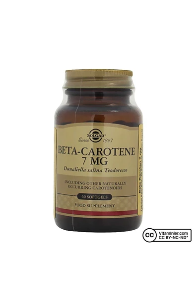 Solgar Beta Carotene 7 Mg 60 Kapsül - AROMASIZ ürün görseli 1