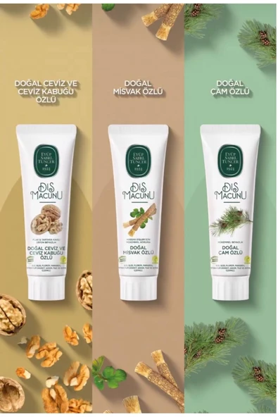 EYÜP SABRİ TUNCER GLUTENSİZ VEGAN DİŞ MCUNLARI (Çam Özlü, Ceviz ve Ceviz Kabuğu, Misvak 90 ml) ürün görseli 1