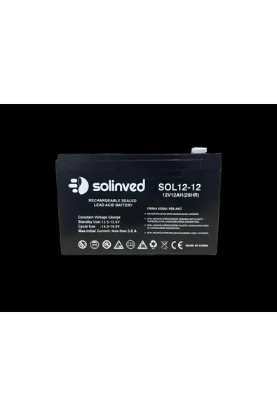 Solinved 12AH 12V Ups Ve Alarm Aküsü ürün görseli 1