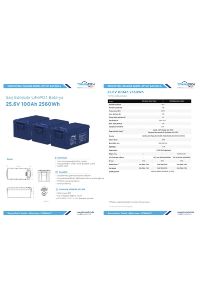 Tommatech LFP MRN1 Series 100AH 25.6V LV - Resim 3
