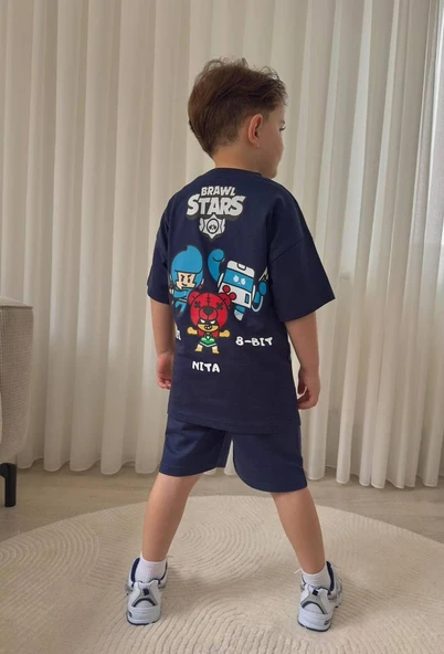 Cg Kids Brawl Stars Karakterleri Erkek Çocuk Tshirt & Şort Alt Üst Takım Sırt Baskı Detay ürün görseli 1