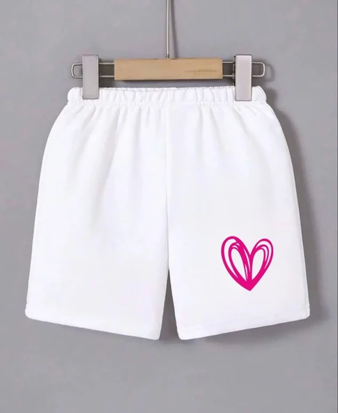 Kadın Beli Lastikli Baskılı Mini Şort - Beyaz ürün görseli 1
