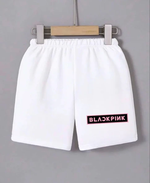 Kadın Beli Lastikli Baskılı Mini Şort - Beyaz ürün görseli 1