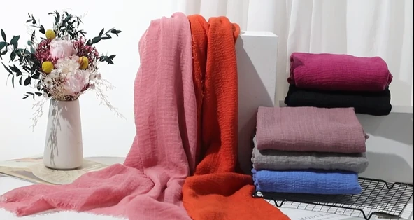 Hafif Dokulu Kayma Yapmayan Krinkıl Bürümcük Şal 90x170 cm ürün görseli 1