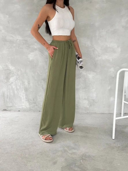 Ayrobin Oversize Kadın Pantalon - Mint Yeşili - Resim 5
