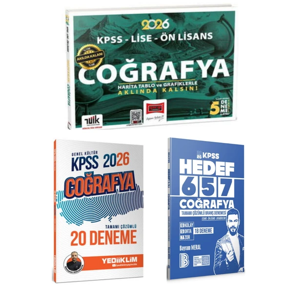 Benim Hocam 2026 KPSS Coğrafya Deneme & Yediikim KPSS Coğrafya Deneme & Yargı KPSS Coğrafya Harita Tablo ve Grafiklerle +5 Deneme Seti ürün görseli 1