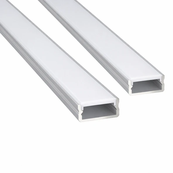 2’li Set LED Kanal Profil Alüminyum 13x6mm 1 Metre Sıva Üstü İnce Kasa Opak Pleksi Difüzörlü Lineer LED Kanal 2128 ürün görseli 1