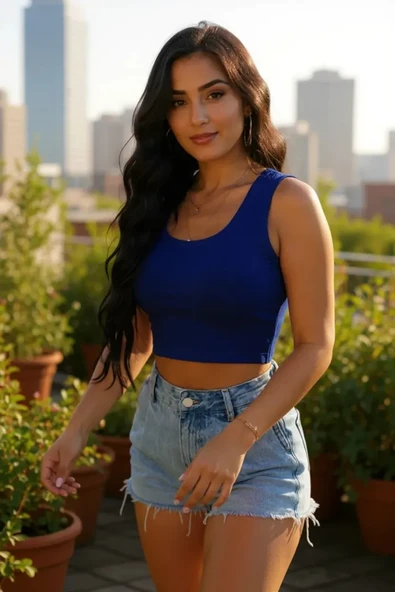 Kadın Lacivert Kare Yaka Crop Top Bluz – Şık, Rahat Ve Kolay Kombinlenebilir ürün görseli 1