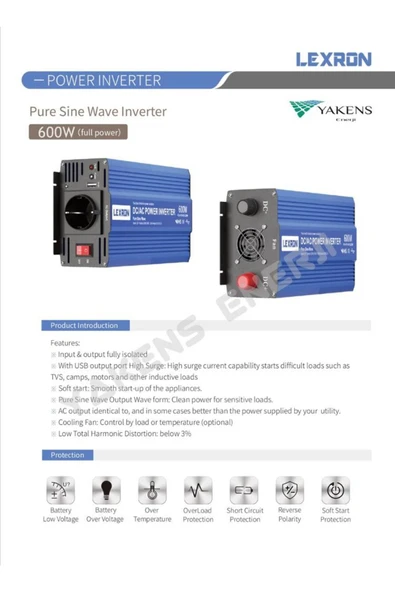 Lexron 600W 12V Tam Sinüs Inverter - Resim 4