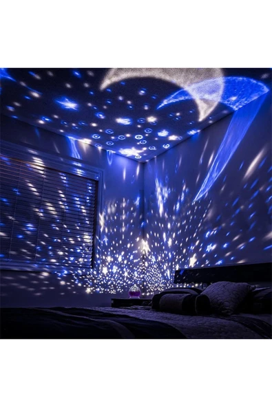 360° Yıldız ve Ay Projektör Gece Lambası ürün görseli 1