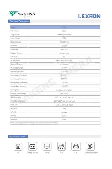 Lexron 600W 12V Tam Sinüs Inverter - Resim 5