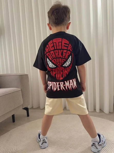 Cg Kids Örümcek Adam Peter Erkek Çocuk Alt Üst Takım Süper Kalite Sırt Baskı Detay ürün görseli 1