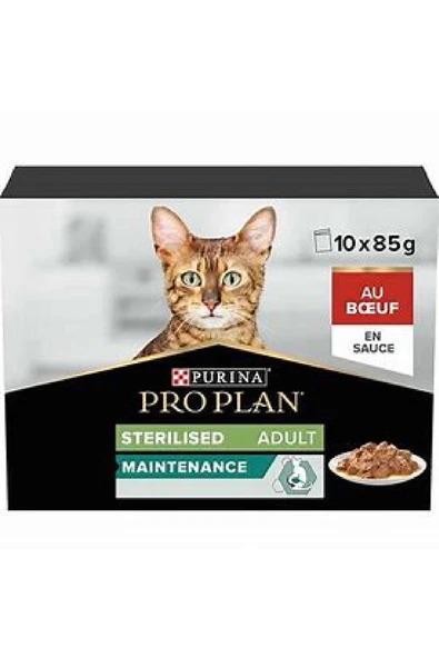 PRO PLAN Pouch Sos İçinde Sığır Etli Kısırlaştırılmış Kedi Konservesi 85gr (10'lu) ürün görseli 1