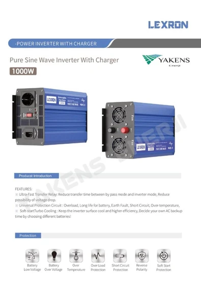 Lexron 1000W 12V Tam Sinüs Inverter (UPS) - Resim 3