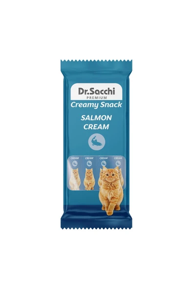 DR. SACCHİ Dr.Sacchi Creamy Snack Salmon Sıvı Kedi Ödülü 4'Lü Paket ürün görseli 1