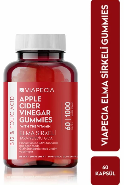 Viapecia Elma Sirkeli B12 & Folik Asit Gummy 60 Adet Gummies B12 Ve Folikasit ürün görseli 1