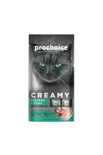 PROCHOİCE Creamy Tavuklu ve Ton Balıklı Sıvı Kedi Ödül Maması 1 Adet-4x15 Gr ürün görseli 1