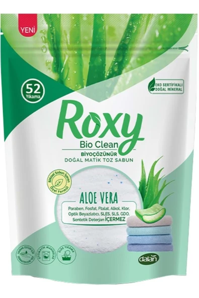 Roxy Bio Clean Matik Sabun Tozu 1.6Kg Aloe Vera (52 Yıkama) ürün görseli 1