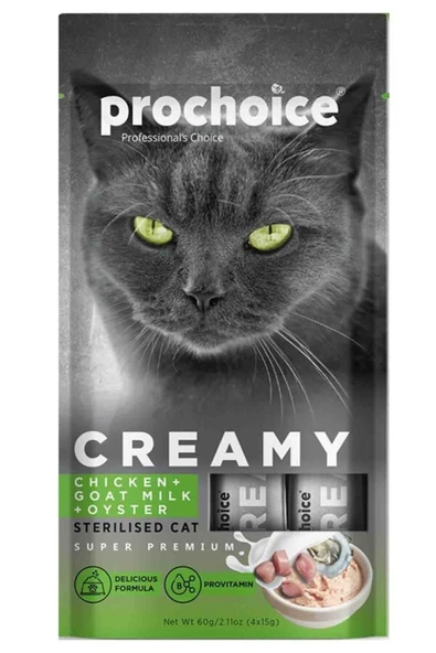 PROCHOİCE Creamy Keçi Sütü ve Tavuklu Krema Kedi Ödül Maması 4*15 Gr ürün görseli 1