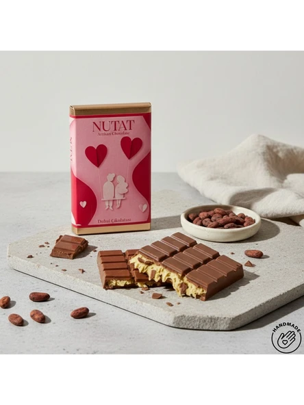 Nutat - El Yapımı Dubai Çikolatası Antep Fıstıklı & Kadayıflı Sevgililer Gününe Özel 100 Gr. ürün görseli 1