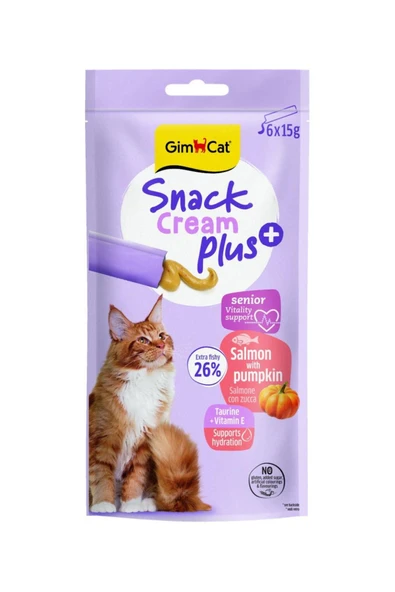 GİMCAT Snack Cream Senior Somonlu & Balkabaklı Kedi Ödülü 6x15gr ürün görseli 1