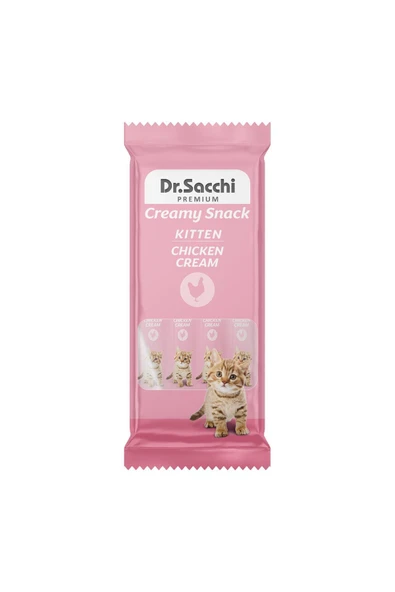 DR. SACCHİ Dr.Sacchi Creamy Snack Kitten Chicken Sıvı Kedi Ödülü 4'Lü Paket ürün görseli 1