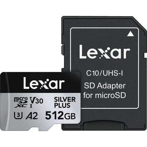 Lexar 512GB 205 MB/s Silver Plus microSD UHS-I V30 Hafıza Kartı ürün görseli 1