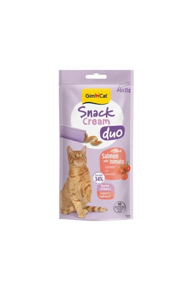GİMCAT Snack Cream Duo Somonlu & Domatesli Kedi Ödülü 6x15gr ürün görseli 1
