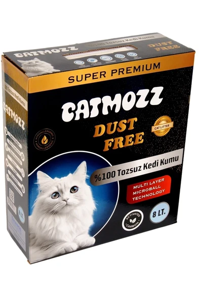 CatMozz Dust Free %100 Tozsuz Süper Premium Aktif Karbon Topaklaşan Hipoalerjik Kokusuz Ince Kedi Kumu 8 Lt ürün görseli 1