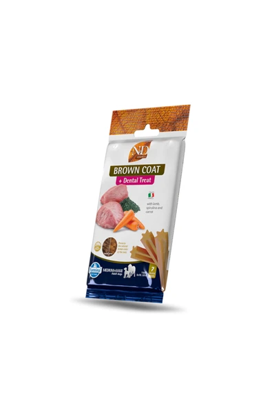 N&D TREAT ND BROWN KUZU HAVUÇ SPIRULINA BROWN COAT DİŞ SAĞLIĞI KUZU SPİRULİNA HAVUÇ ADULT MEDİUM/MAXI ürün görseli 1