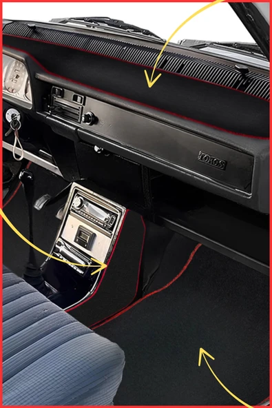 Renault 12 / Toros Uyumlu Torpido Koruma Halısı & Araç Oto Halı Paspas & Vites Konsol Yan Kaplama Halısı ürün görseli 1