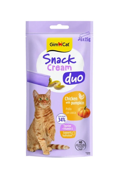 GİMCAT Snack Cream Duo Tavuklu & Balkabaklı Kedi Ödülü 6x15gr ürün görseli 1