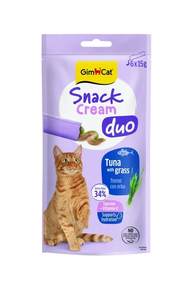 GİMCAT Snack Cream Duo Ton Balıklı & Kedi Otlu Kedi Ödülü 6x15gr ürün görseli 1