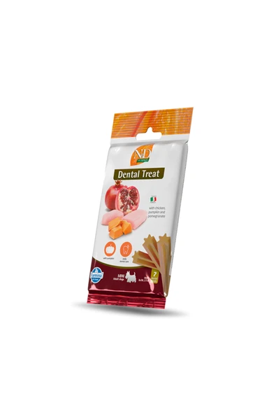 N&D TREAT ND PUMPKIN DOG CHICK POMEG ADULT MINI DİŞ SAĞLIĞI ÖDÜLÜ ürün görseli 1