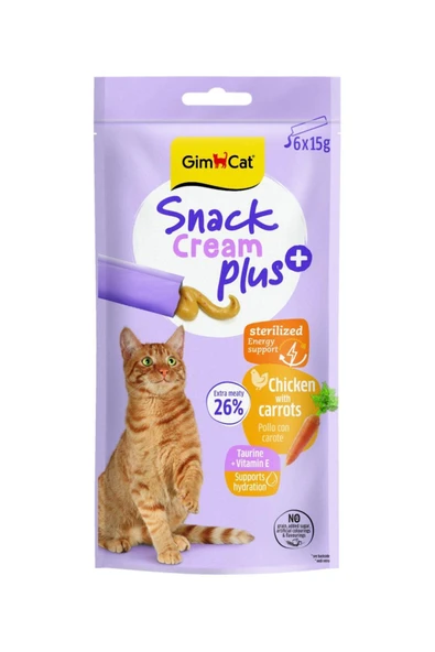 GİMCAT Snack Cream Sterilised Tavuklu & Havuçlu Kedi Ödülü 6x15gr ürün görseli 1