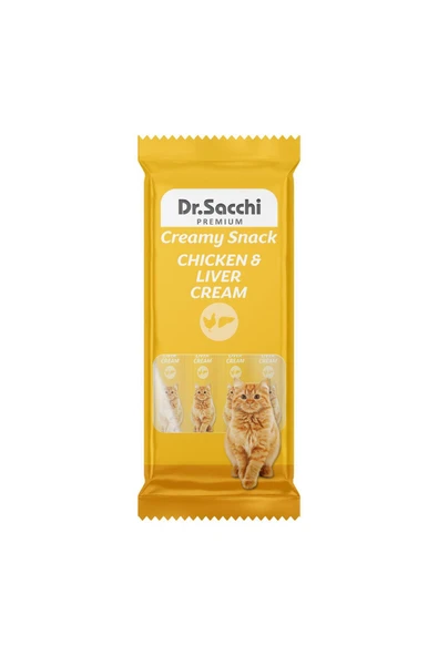 DR. SACCHİ Dr.Sacchi Creamy Snack Chicken&Liver Sıvı Kedi Ödülü 4'Lü Paket ürün görseli 1